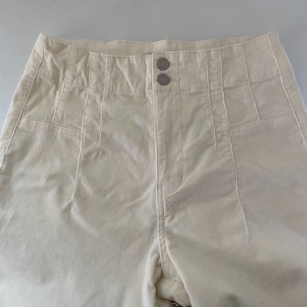 True Craft Womens Cream Corduroy Corset Waist Flare Leg High Rise Pants Size 10